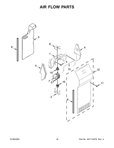 Air Flow Parts Diagram and Parts List for WRS315SDHM12  Whirlpool Refrigerator