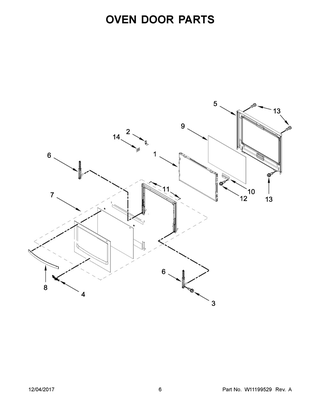 Oven Door Parts Diagram and Parts List for WOC54EC7HB00  Whirlpool Microwave Oven Combo