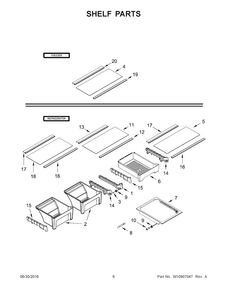 Shelf Parts Diagram and Parts List for WRT318FMDM02  Whirlpool Refrigerator