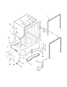 Tub And Frame Parts Diagram and Parts List for KDFE104DBL0  KitchenAid Dishwasher