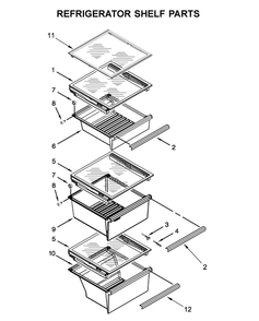 Refrigerator Shelf Parts Diagram and Parts List for WRSA71CIHZ01  Whirlpool Refrigerator