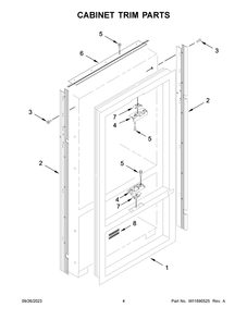 Cabinet Trim Parts Diagram and Parts List for KBFN502EPA05  KitchenAid Refrigerator