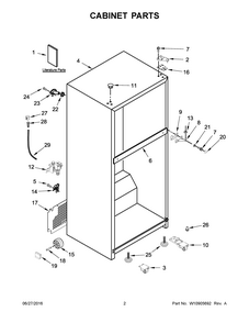 Cabinet Parts Diagram and Parts List for IK8FXNGFDM02  Whirlpool Refrigerator
