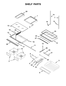 Shelf Parts Diagram and Parts List for IX7DDEXGZ000  Whirlpool Refrigerator