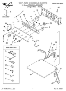Top And Console/lit/optional Diagram and Parts List for OEM3-GEQ8858JQ1  Whirlpool Dryer