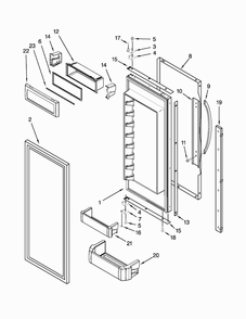 Refrigerator Door Parts Diagram and Parts List for KBFC42FTS08  KitchenAid Refrigerator
