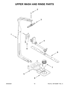 Upper Wash And Rinse Parts Diagram and Parts List for KDTE104KPS0  Whirlpool Dishwasher