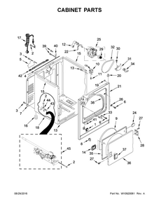 Cabinet Parts Diagram and Parts List for 11076134610  Kenmore Dryer