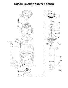 Motor, Basket And Tub Parts Diagram and Parts List for WTW8500DR1  Whirlpool Washer