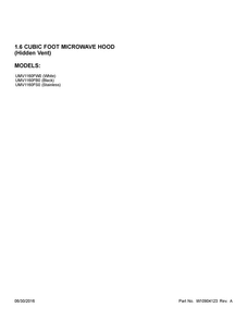 Cover Sheet Diagram and Parts List for UMV1160FB0  Whirlpool Microwave