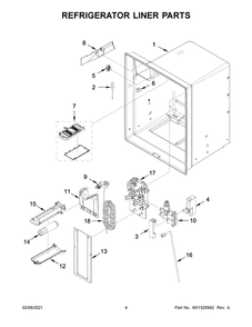 Refrigerator Liner Parts Diagram and Parts List for WRF555SDHW03  Whirlpool Refrigerator
