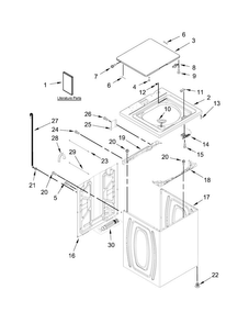 Top And Cabinet Parts Diagram and Parts List for WTW4815EW0  Whirlpool Washer