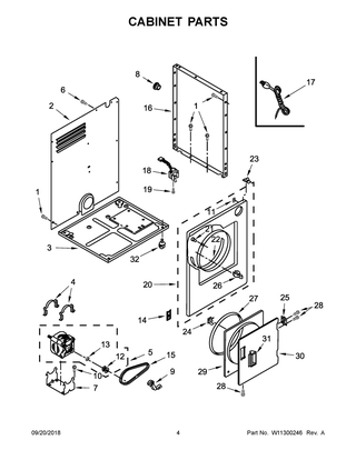 Cabinet Parts Diagram and Parts List for LDR3822PQ3  Whirlpool Dryer