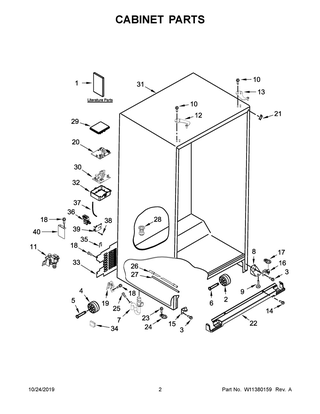 Cabinet Parts Diagram and Parts List for KRSC700HBS00  Whirlpool Refrigerator