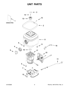 Unit Parts Diagram and Parts List for 5KSB4026CHY0  Whirlpool Blender