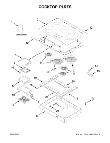 Cooktop Parts Diagram and Parts List for G9CE3065XB01  Whirlpool Cooktop