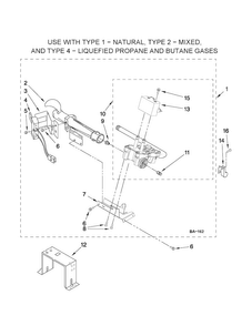 W10336852 Burner Assembly Diagram and Parts List for 11071252012  Kenmore Dryer