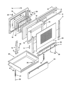 Door And Drawer Diagram and Parts List for GR450LXHQ1  Whirlpool Range