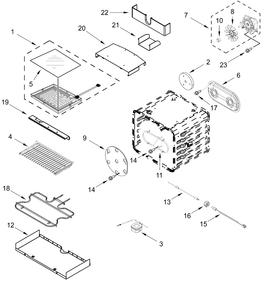 Internal Oven Parts Diagram and Parts List for JPIFC736RM00  Whirlpool Range
