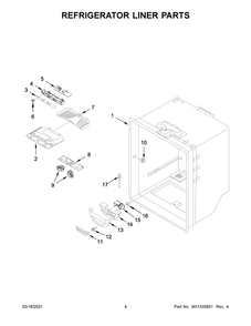 Refrigerator Liner Parts Diagram and Parts List for WRFA32SMHZ04  Whirlpool Refrigerator