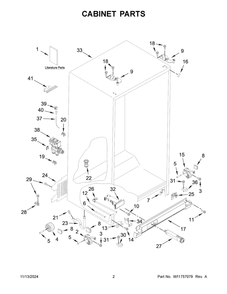 02 - Cabinet Parts Diagram and Parts List for ASI2575GRB12  Whirlpool Refrigerator