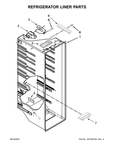 Refrigerator Liner Parts Diagram and Parts List for WRS325FNAW00  Whirlpool Refrigerator