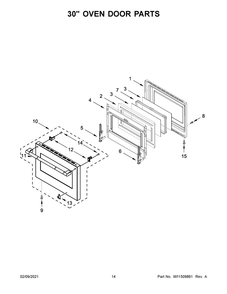 30 Inch Oven Door Parts Diagram and Parts List for JDRP548HL01  Whirlpool Range