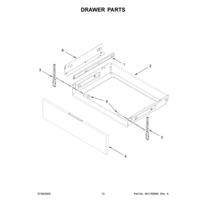 Drawer Parts Diagram and Parts List for KSGS530SJP0  KitchenAid Range