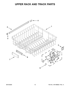 Upper Rack And Track Parts Diagram and Parts List for KDTE204KBL0  Whirlpool Dishwasher