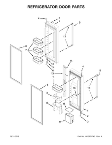 Refrigerator Door Parts Diagram and Parts List for KRFF300EBS00  KitchenAid Refrigerator