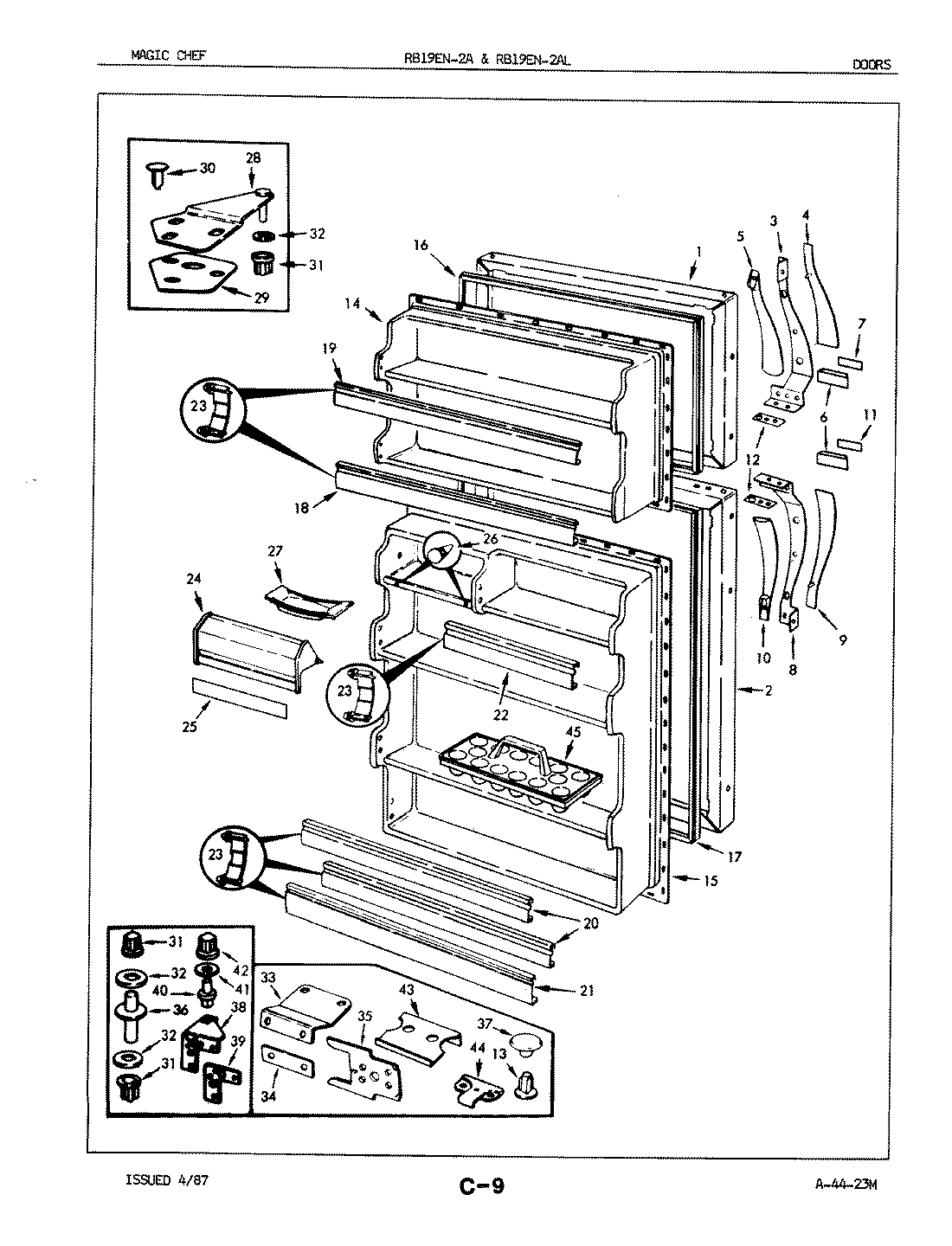 01 - DOORS Diagram and Parts List for RB19EA-2A  Whirlpool Refrigerator