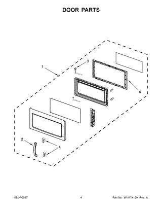 Door Parts Diagram and Parts List for IMH172DS2  Whirlpool Microwave