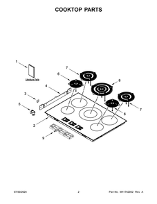 02 - Cooktop Parts Diagram and Parts List for KCIG550JBL02  Whirlpool Cooktop