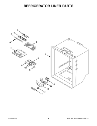 Refrigerator Liner Parts Diagram and Parts List for WRF532SNHW01  Whirlpool Refrigerator