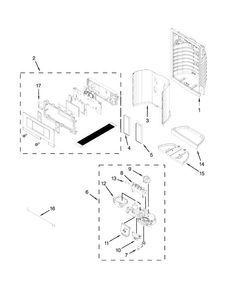 Dispenser Front Parts Diagram and Parts List for WRF555SDFZ00  Whirlpool Refrigerator