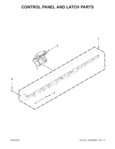 Control Panel And Latch Parts Diagram and Parts List for KDTM704ESS1  KitchenAid Dishwasher