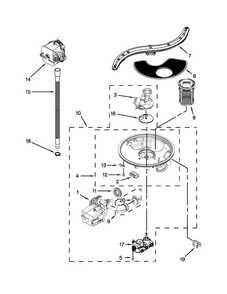 Pump, Washarm And Motor Parts Diagram and Parts List for KUDE70FXPA6  KitchenAid Dishwasher