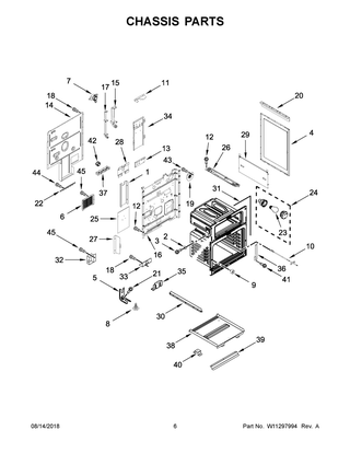 Chassis Parts Diagram and Parts List for KFED500EBS03  Whirlpool Range