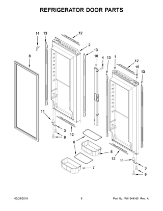 Refrigerator Door Parts Diagram and Parts List for KRFC302EPA02  Whirlpool Refrigerator
