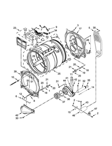 Bulkhead Parts Diagram and Parts List for 7MWGD8500EC2  Whirlpool Dryer