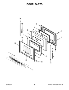 Door Parts Diagram and Parts List for WFE525S0JB1  Whirlpool Range