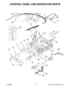 02 - Control Panel And Separator Parts Diagram and Parts List for MLE27PDFYW0  Whirlpool Dryer