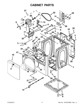 02 - CABINET PARTS Diagram and Parts List for YMEDB750YW2  Whirlpool Dryer
