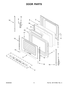 Door Parts Diagram and Parts List for YWEE515S0LS3  Whirlpool Range