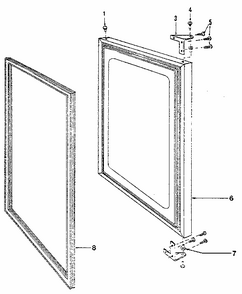 Door Diagram and Parts List for 45FF  Whirlpool Freezer