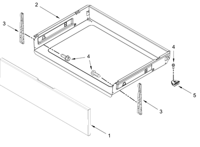 Drawer And Broiler Parts Diagram and Parts List for CREW3552RS0  Whirlpool Range