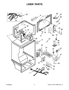 Liner Parts Diagram and Parts List for WRT541SZDZ03  Whirlpool Refrigerator