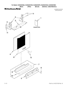 Door And Panel Parts Diagram and Parts List for KUDS30IVSS4  KitchenAid Dishwasher