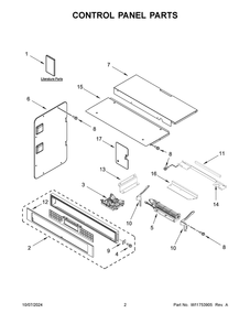 02 - Control Panel Parts Diagram and Parts List for KOEC527PBS01  Whirlpool Microwave Oven Combo