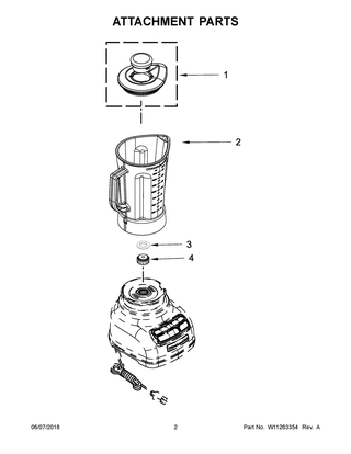 Attachment Parts Diagram and Parts List for 5KSBL5651BOB0  Whirlpool Blender